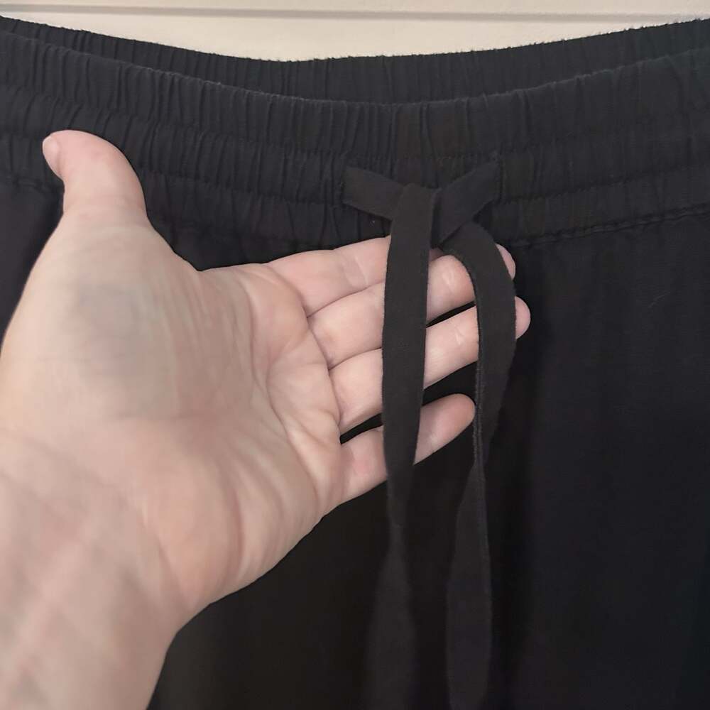 Cynthia Rowley Linen Crop Pants Women’s 2X Black Tie Waist Wide Leg Pockets - Picture 5 of 11
